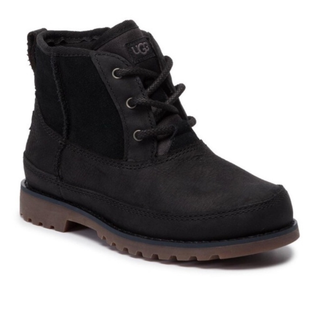 UGG Toddler Boy’s Black Leather Sherpa Zip Up Ankle Boots Size 11
